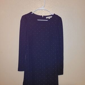 LOFT Midnight Blue Dress with Gold Accents